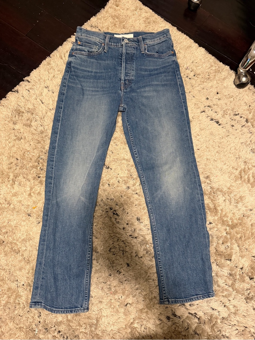 MOTHER Tomcat Medium Blue Straight-Leg Jeans
